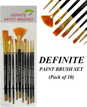 Definite MEI TE Artist Brushes Set of 10 for Professionals Flat brush Dagger Fan Angle Shader
