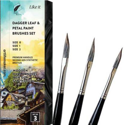 Like it Artists Dagger Leaf & Petal Paint Brushes Size 0, 1, 2