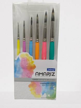 DOMS Amariz|Candy Brushes (Round) Set of 6 Brushes|(Pack of 1|