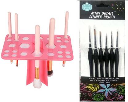 MOREL Fine Detail Paint Brush AND Drying Rack Organizer Brush Stand (PACK OF 2) COMBO