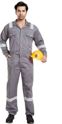 Adhyay TrendyUniform Men's Boiler Suit (coverallss) with Reflective Tape (Grey, medium) Paint Coverall