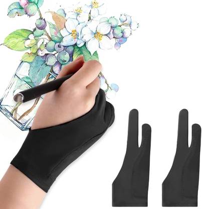 PALAY 2pcs Two Finger Glove for Wacom Tablet Artist Gloves Graphic Drawing Gloves Reusable Paint Glove