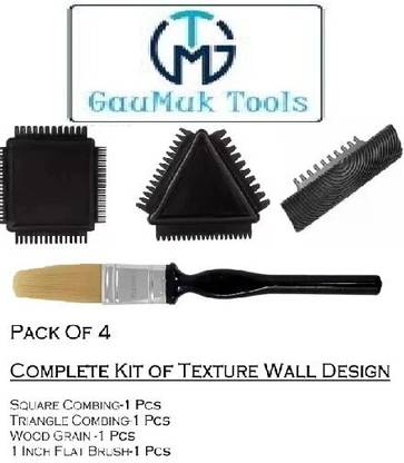 GAUMUK TOOLS WoodGrain Tool Square Combing Triangle Combing 1 inch Flat Brush for wall Design Paint Roller
