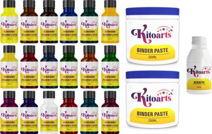 Kitoarts Screen Printing kit and Block Printing Kit With 18 Colours, Binders and Fixer