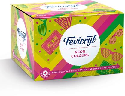 Fevicryl Neon Acrylic Colour Kit, Neon Paints (4 Shades, 15ml)
