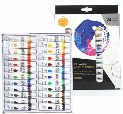 Adoere Acrylic Paint Set 12 Colours 12ml Perfect Canvas Wood Fabric Leatherand Crafts