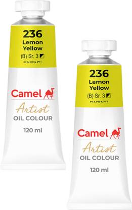 Camel ARTISTS' OIL COLOUR TUBE OF LEMON YELLOW , 120 ML EACH, PACK OF 2