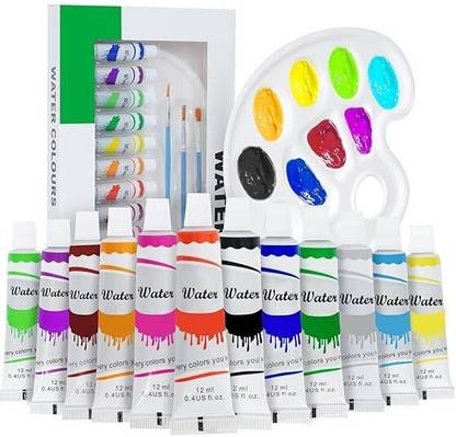 LEUTINO Watercolor Paint Set Non-Toxic Paint Tubes with Mixing Palette & 4 Brushes