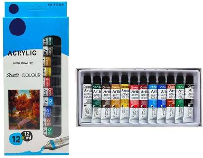Prescent Acrylic Color Painting Set for All Beginners & Artists (12 paints of 12 ml each)
