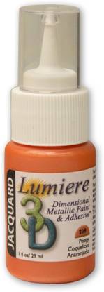 Jacquard Lumiere 3D Dimensional Metallic Fabric Colour -(29.57 ML) Jar - Poppy (209)