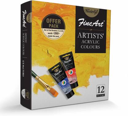 Fine Art Artists Water Based Acrylic Colour Tube for Painting on Canvas (12X40 ML) FFR814290100000