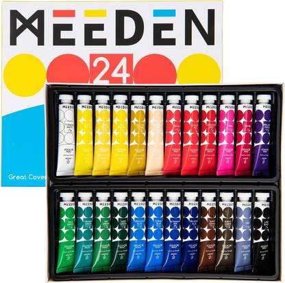 OSSDEN MEEDEN Gouache Paint Set, 24 Vibrant Colors (0.4oz, 12ml)