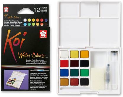 SAKURA Koi Watercolors Field Box Set of 12 Colors, Assorted