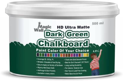 MagicWall Dark Green Chalkboard Paint |500 ML - Matt finish | Water Base | For Blackboard, Classroom Walls, Kids Room Walls