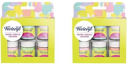 फिदी फ्रेश Multi Surface Pastel Acrylic Colours Kit 6 X 15ml, Ideal For Artists (Set of 2)