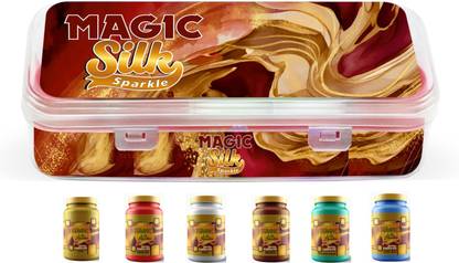 Magic Paints Metallic Silk Sparkle Paint for Kids DIY Projects Professionals (30ml x 6)
