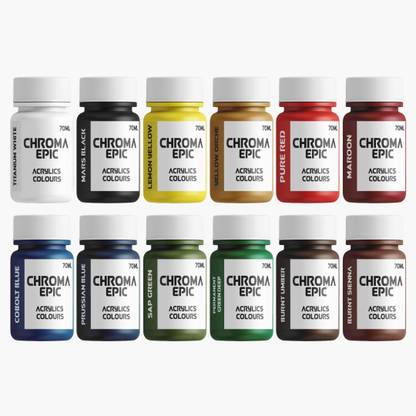 chroma Epic - 12 Colour Combo - Set - 3 - Each 70ml Acrlic paint
