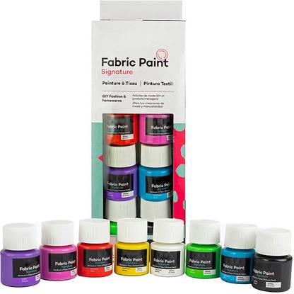 URBAN BOX 8 PC Fabric Paint Set Ideal for Clothing, Bags and All Fabrics