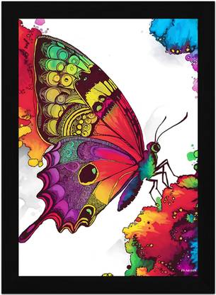 FRIZZY ARTS Kaleidoscope Wings – Abstract Rainbow Butterfly A4 Digital Reprint 13 inch x 10 inch Painting