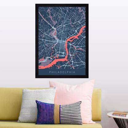 Gallery99 "Philadelphia Map" Texture Paper Framed Art Print 19.25 Inches X 13.25 Inches Digital Reprint 19.25 inch x 13.25 inch Painting