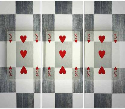 Artzfolio Three Hearts Of Playing Card Split Art Painting 26.5 x 23.2 inch (67 x 59 cms) Digital Reprint 23.2 inch x 26.5 inch Painting