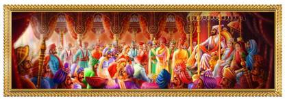 Amigo Ads CHHATRAPATI SHIVAJI MAHARAJ RAJYABHISHEK SOHALA PAINTING | SPARKLE FINISH Digital Reprint 20 inch x 60 inch Painting