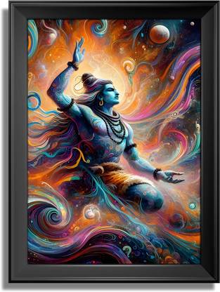 Framing Shiva Rudra Roop Framed Painting | Kali Mata Digital Reprint 18 inch x 12 inch Painting