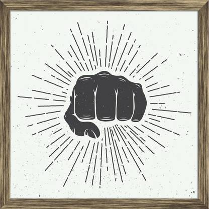 Artzfolio Fist With Sunbursts Framed Wall Art Painting Print Canvas 12 inch x 12 inch Painting