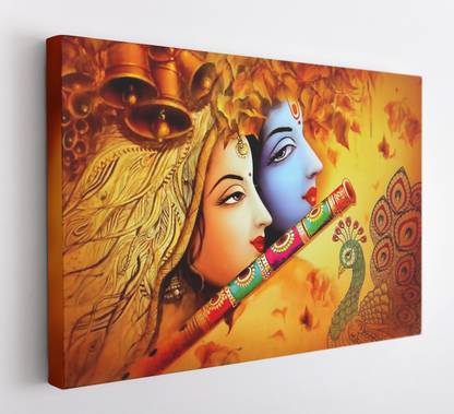 GIFTMASTER Sri Krishna Picture Frame Wall Art Radha Krishna Frame ISKCON wall Decor Canvas 12 inch x 18 inch Painting