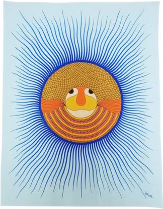 Garvi Gurjari Handpainted Sun Design Pithora Art Painting Acrylic 22.5 inch x 17 inch Painting