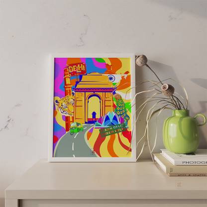 Pop Art Clean Delhi Green Delhi City Texture Paper Framed Art Print 3D Poster