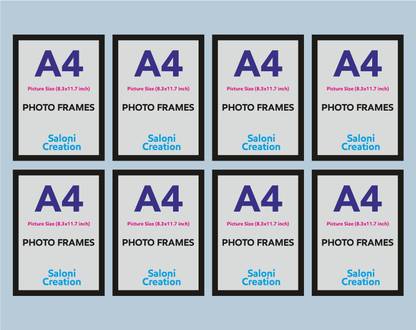Saloni Creations Set Of 8 A4 Size Photo Frame For Wood Wall Photo Frame Ink 12 inch x 8 inch Painting