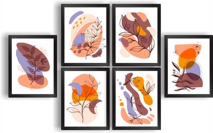 Decor Villa Set of 6 Aesthetic Floral flowers Digital Reprint 13.5 inch x 10.5 inch Painting