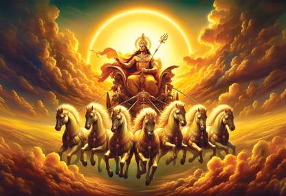 Anaadi Surya Bhagwan Photo Poster For Home & Office Decoration Digital Reprint 12 inch x 18 inch Painting