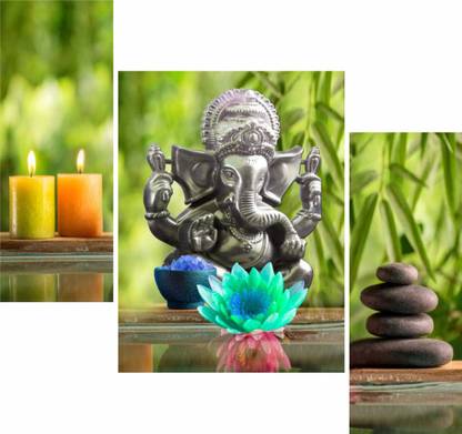 WALLMAX Ganesh Ji Painting UV Textured Home Decorative Gift Item Digital Reprint 12 inch x 18 inch Painting