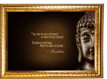 HAWAI Siddhartha Gautama The Buddha Photo with Synthetic Wood Frame for Home Office Digital Reprint 13.5 inch x 10 inch Painting