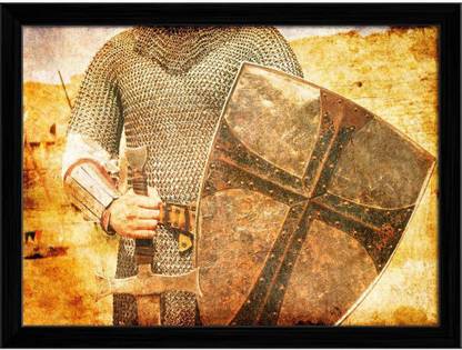 Artzfolio Photo Of Knight And Sword Framed Wall Art Painting Print Canvas 12 inch x 15.9 inch Painting