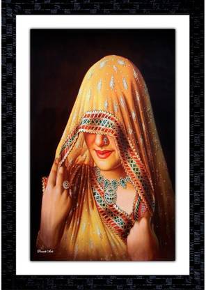 Janki Online Modern Art Canvas Rajasthani Wall Paintings with Frame Canvas 14 inch x 20 inch Painting