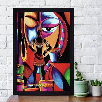 Gallery99 Abstract Tribal Art Texture Paper Framed Art Print Digital Reprint 13.25 inch x 19.25 inch Painting