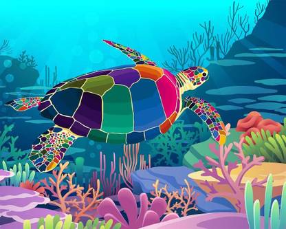 TREXEE Turtle Paint by Numbers for Kids & Adult, DIY Canvas 16 inch x 20 inch Painting