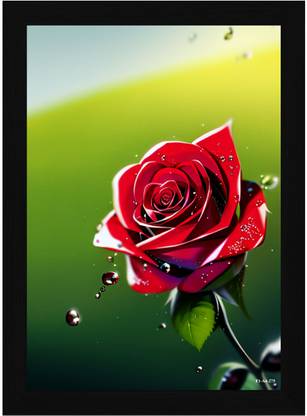 FRIZZY ARTS Crimson Rose Elegance Digital Reprint 20 inch x 14 inch Painting