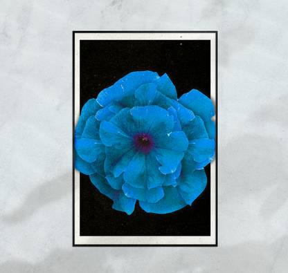 ART GEMINI Blue Flower Abstract Framed Wall Painting for Bedroom Digital Reprint 24 inch x 16 inch Painting