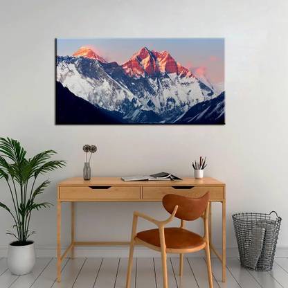 Dekorstation Big Panoramic Mount Everest in winter Canvas Wall Painting With Floating Frame Canvas 48 inch x 24 inch Painting