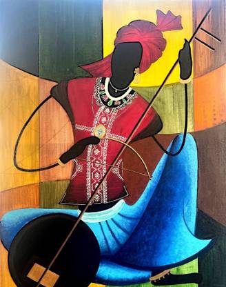 Chromagalore Tribal Musician - 1 Acrylic 40 inch x 30 inch Painting