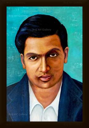 Braj Art Gallery Srinivasa Ramanujan Mathematician Portrait Painting Photo Frame Digital Reprint 19.5 inch x 13.5 inch Painting