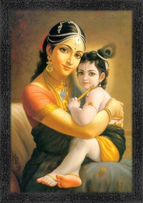 Dharvika Innovations Bal Krishna Photo Frame Digital Reprint 14 inch x 11 inch Painting