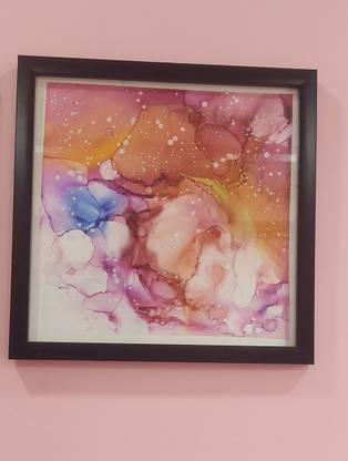 Museful Arise Radiant Alcohol Ink Art Painting - Abstract Fluid Art Ink 12 inch x 12 inch Painting