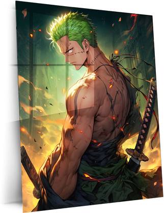 TURTLEWINGS Zoro Dashing Look Metal Print | One Piece Anime | HD Metal Wall Art Acrylic 15 inch x 12 inch Painting
