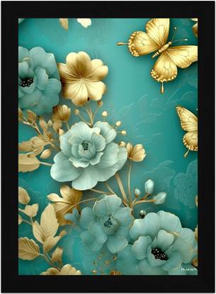 FRIZZY ARTS Emerald Flutter Bloom A4 Digital Reprint 13 inch x 10 inch Painting