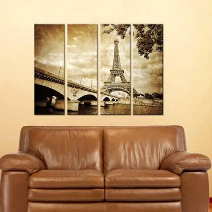 Dekorstation Beautiful Paris Eiffel Tower Multiple Frame Canvas Wall Painting Canvas 24 inch x 34 inch Painting
